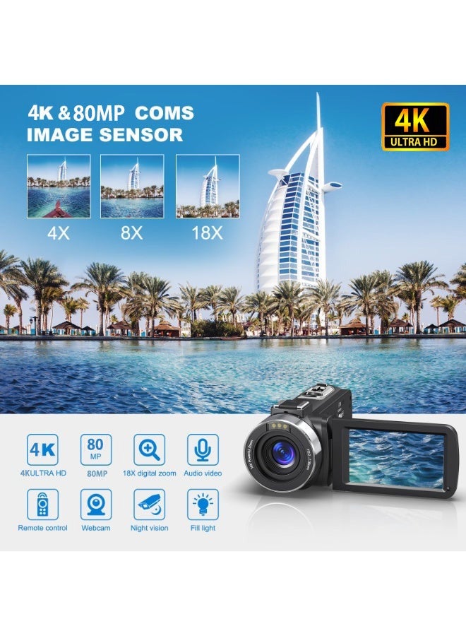 Digisand 80MP 4K Digital Camera - 18x Zoom, 3.0-inch Rotatable Screen, Video Blog Camera, Wi-Fi Connectivity, Equipped with Dual Batteries and 2.4GHz Remote Controller With Cartoon Lanyard - Image 2